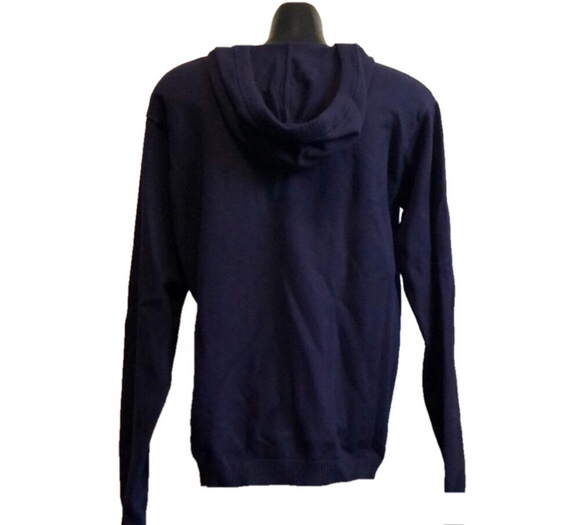 Navy Blue Knit Sweater With Hood, Size S - Picture 4 of 7